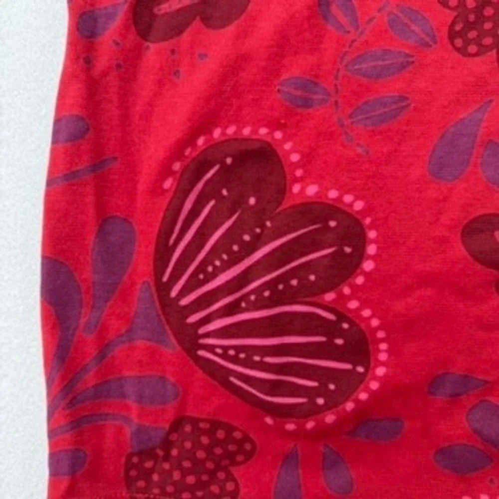 Gudrun Sjoden Skirt Women M Red Floral Organic Cotton Boho Artsy Lagenlook Fairy